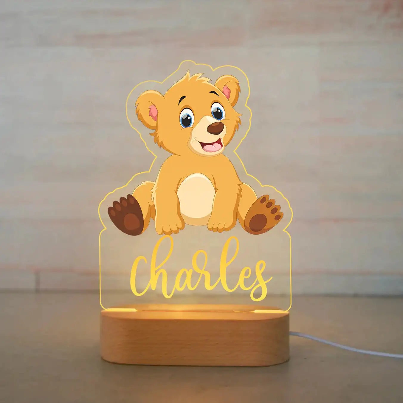 Personalized Children’s Animal-Themed Night Light – Custom Name Acrylic Lamp, Baby Bedroom Decor, Gift for Birthday or Christmas