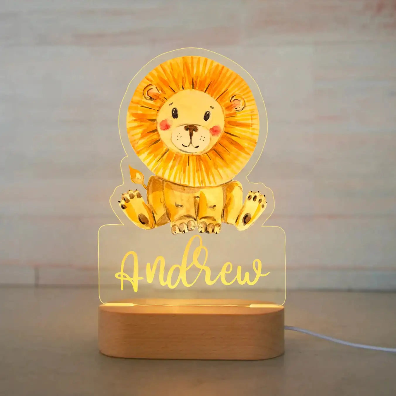 Personalized Children’s Animal-Themed Night Light – Custom Name Acrylic Lamp, Baby Bedroom Decor, Gift for Birthday or Christmas