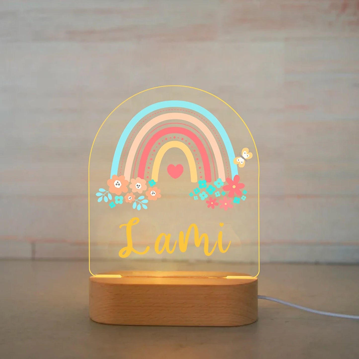 Personalized Children’s Animal-Themed Night Light – Custom Name Acrylic Lamp, Baby Bedroom Decor, Gift for Birthday or Christmas