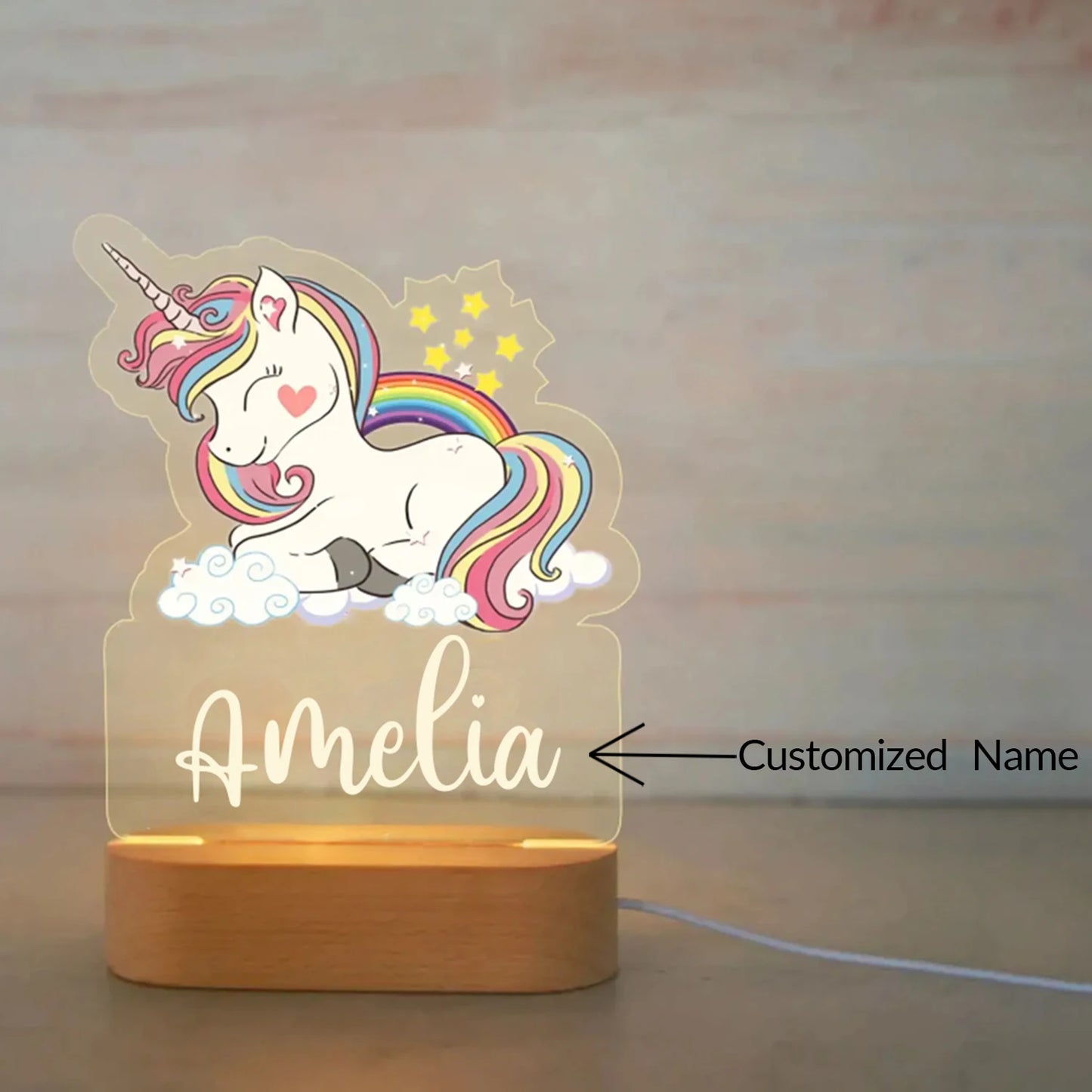 Personalized Children’s Animal-Themed Night Light – Custom Name Acrylic Lamp, Baby Bedroom Decor, Gift for Birthday or Christmas