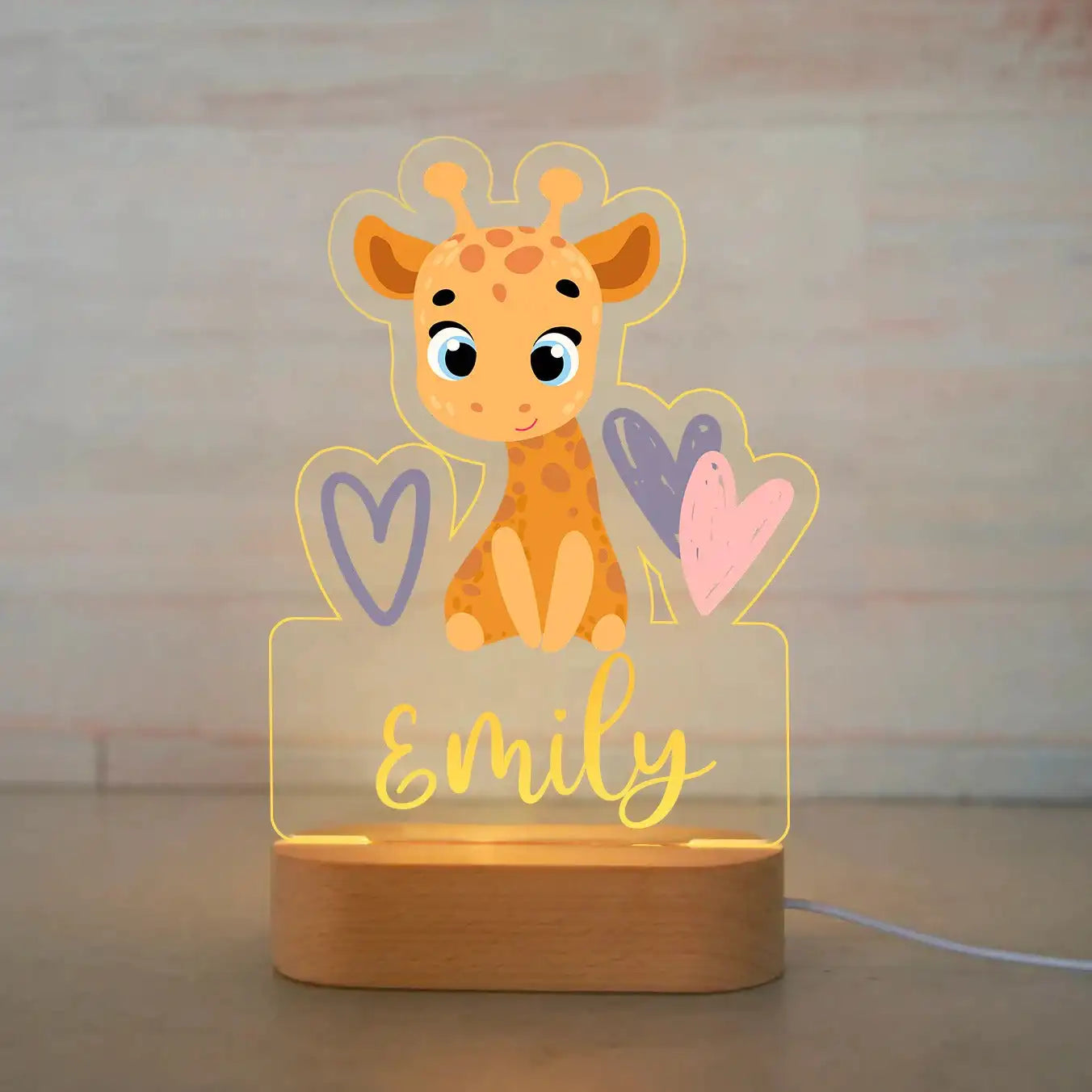 Personalized Children’s Animal-Themed Night Light – Custom Name Acrylic Lamp, Baby Bedroom Decor, Gift for Birthday or Christmas