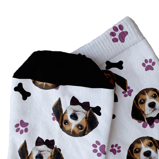 1 Pair Of Personalized Cat Dog Photo Printed Socks DIY Design Customized Funny Pet Socks