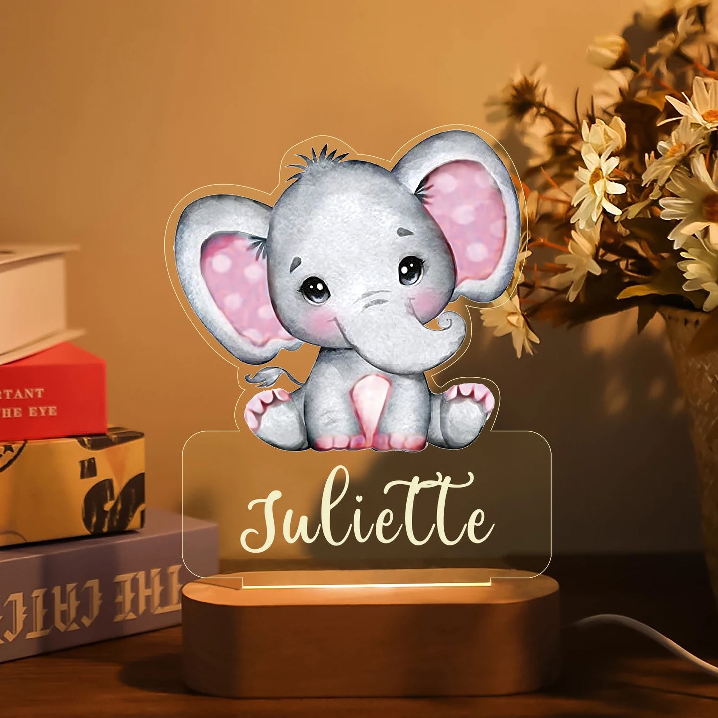 Personalized Children’s Animal-Themed Night Light – Custom Name Acrylic Lamp, Baby Bedroom Decor, Gift for Birthday or Christmas