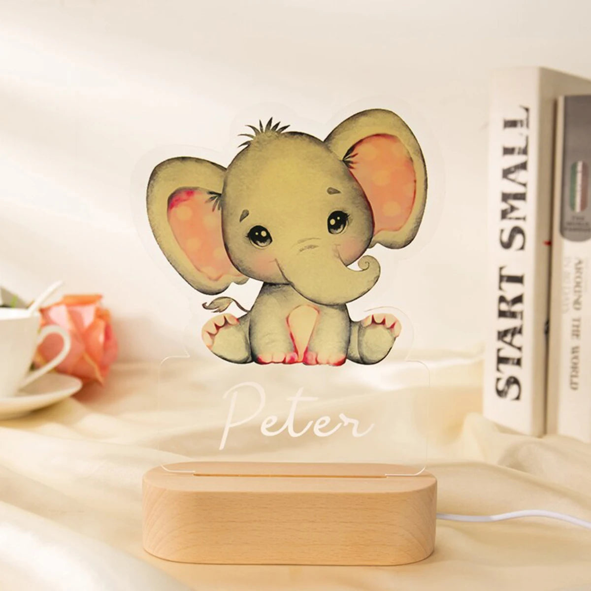 Personalized Children’s Animal-Themed Night Light – Custom Name Acrylic Lamp, Baby Bedroom Decor, Gift for Birthday or Christmas
