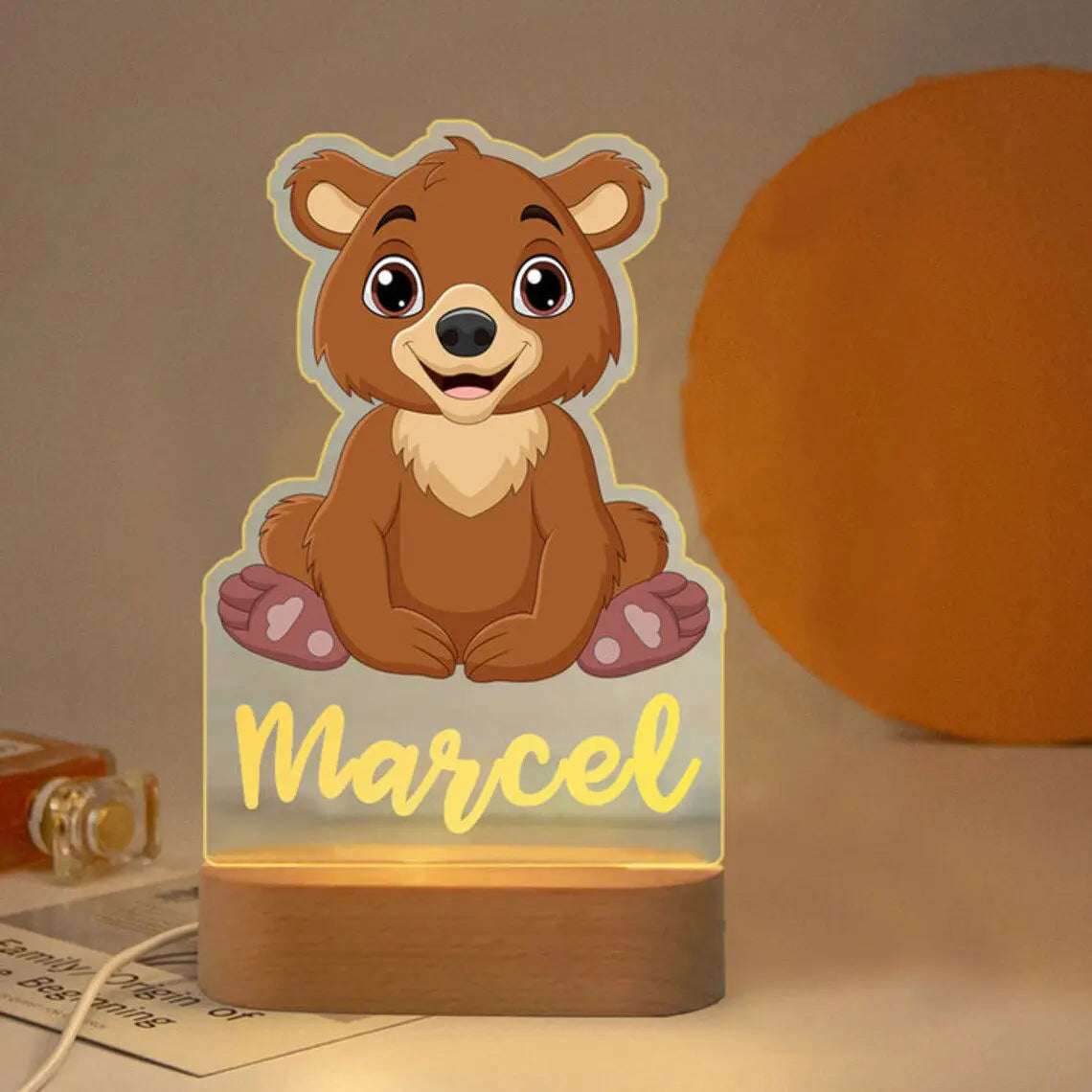 Personalized Children’s Animal-Themed Night Light – Custom Name Acrylic Lamp, Baby Bedroom Decor, Gift for Birthday or Christmas