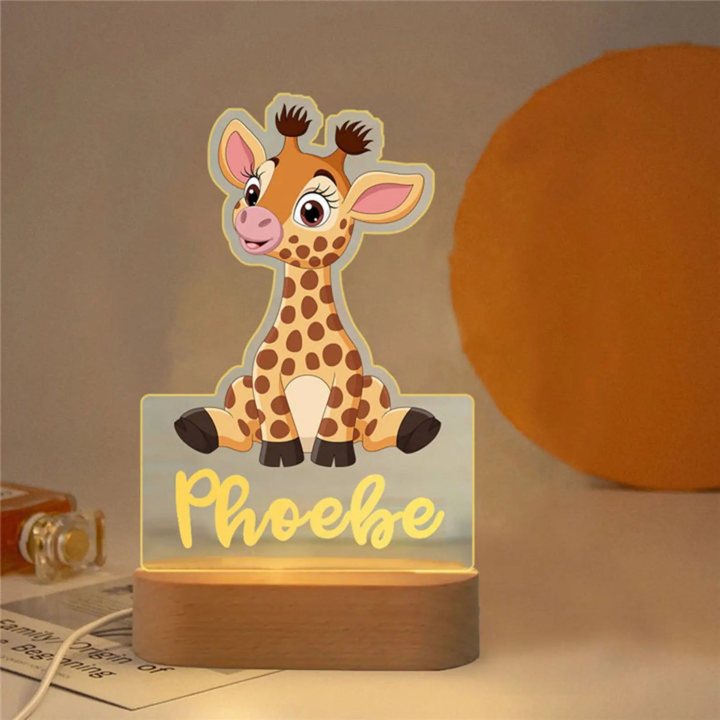 Personalized Children’s Animal-Themed Night Light – Custom Name Acrylic Lamp, Baby Bedroom Decor, Gift for Birthday or Christmas