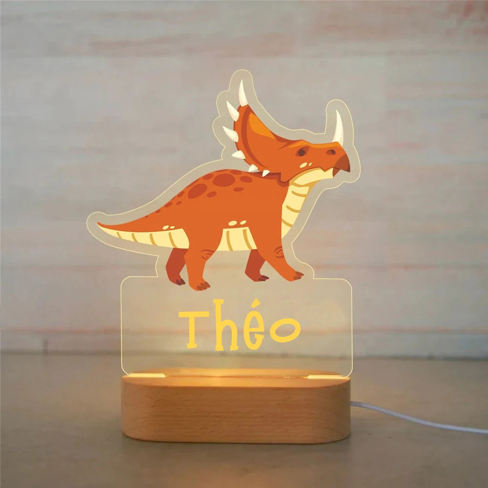 Personalized Children’s Animal-Themed Night Light – Custom Name Acrylic Lamp, Baby Bedroom Decor, Gift for Birthday or Christmas
