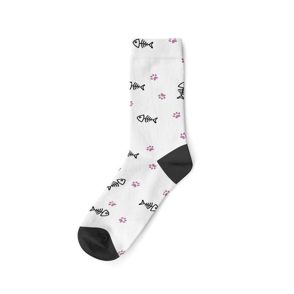 1 Pair Of Personalized Cat Dog Photo Printed Socks DIY Design Customized Funny Pet Socks