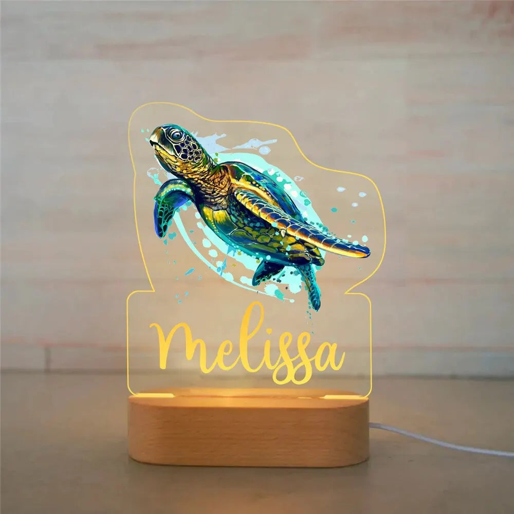 Personalized Children’s Animal-Themed Night Light – Custom Name Acrylic Lamp, Baby Bedroom Decor, Gift for Birthday or Christmas