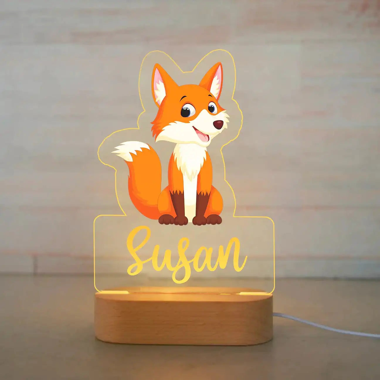 Personalized Children’s Animal-Themed Night Light – Custom Name Acrylic Lamp, Baby Bedroom Decor, Gift for Birthday or Christmas