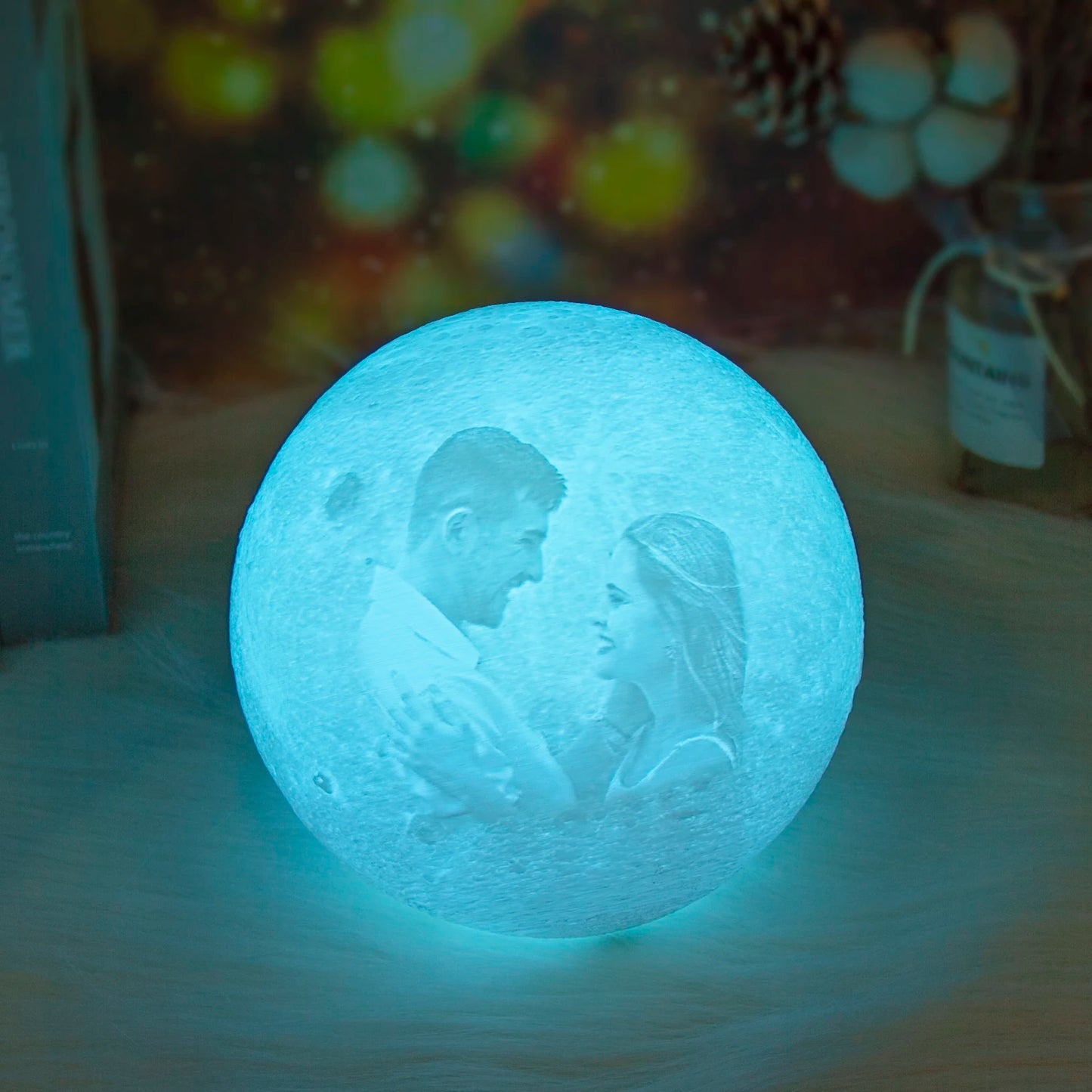 Personalized 3D Printed Moon Lamp with Photo & Text – Custom Night Light Gift for Birthday, Valentine’s, Mother’s Day