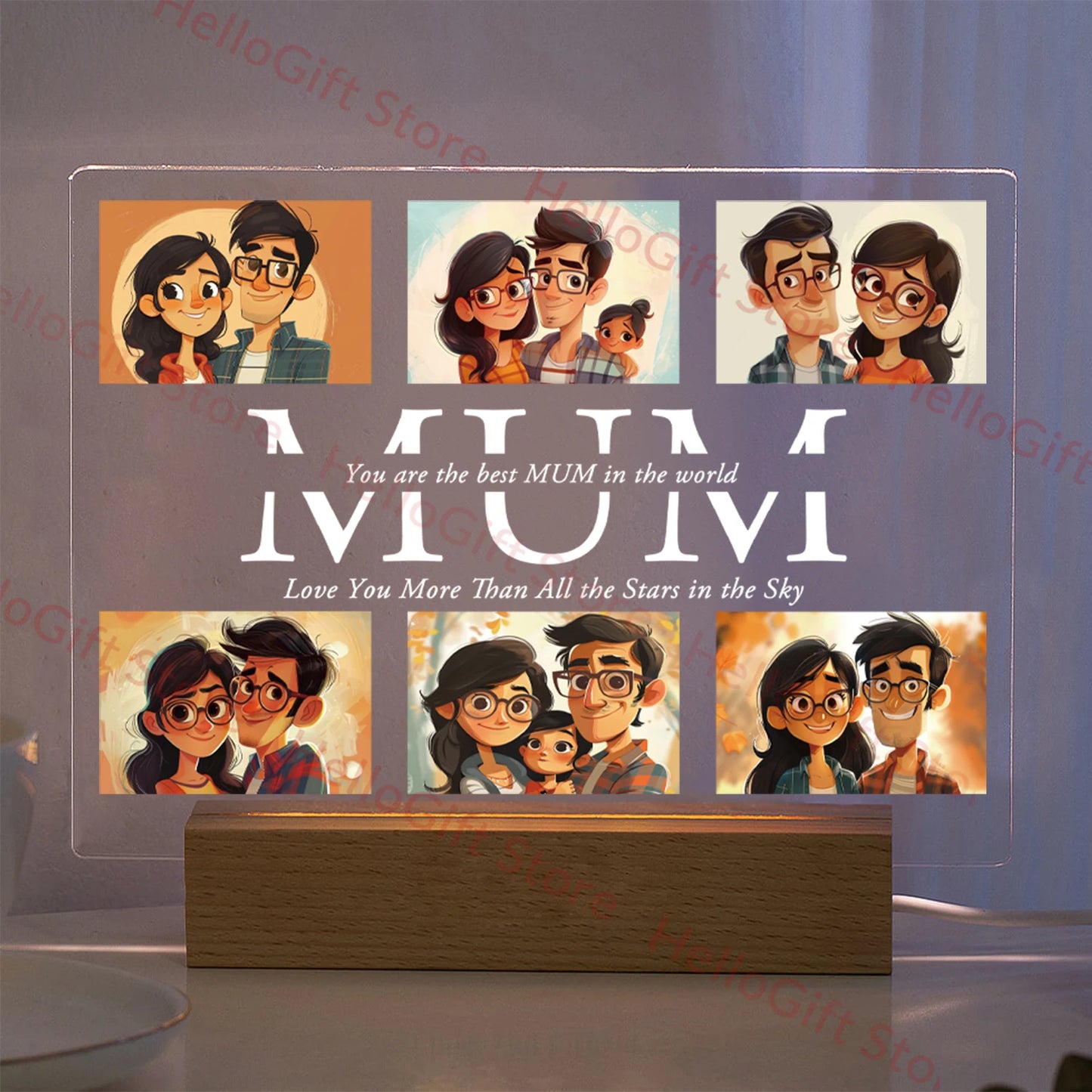 Personalized LED Acrylic Night Light – Custom Photo & Text 3D Lamp, Gift for Mom, Dad, Family, Love, Birthday, Christmas