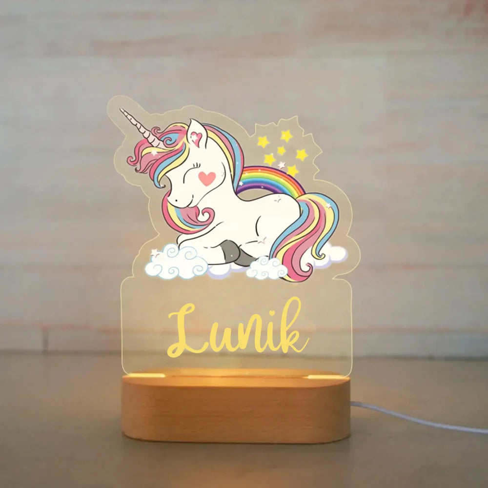 Personalized Children’s Animal-Themed Night Light – Custom Name Acrylic Lamp, Baby Bedroom Decor, Gift for Birthday or Christmas