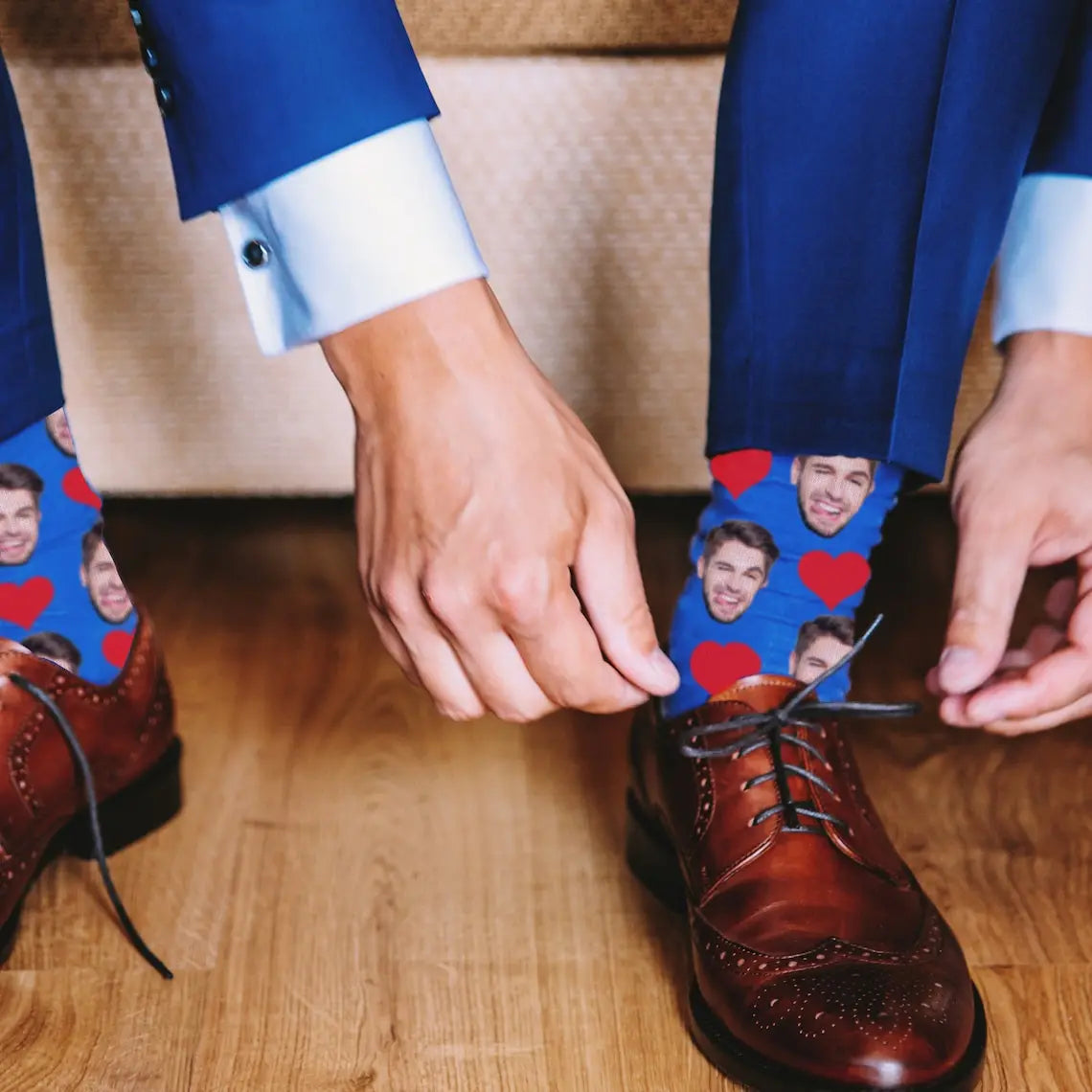 Custom Face Photo Socks "Heart" Personalized Unisex Print Socks