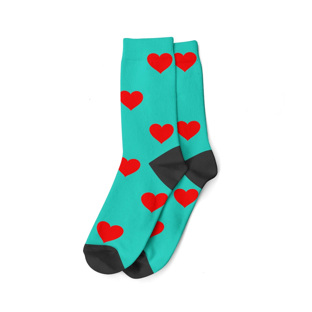 Custom Face Photo Socks "Heart" Personalized Unisex Print Socks