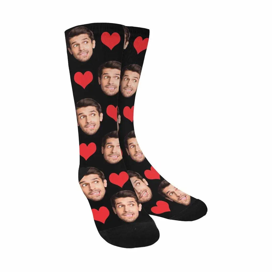 Custom Face Photo Socks "Heart" Personalized Unisex Print Socks