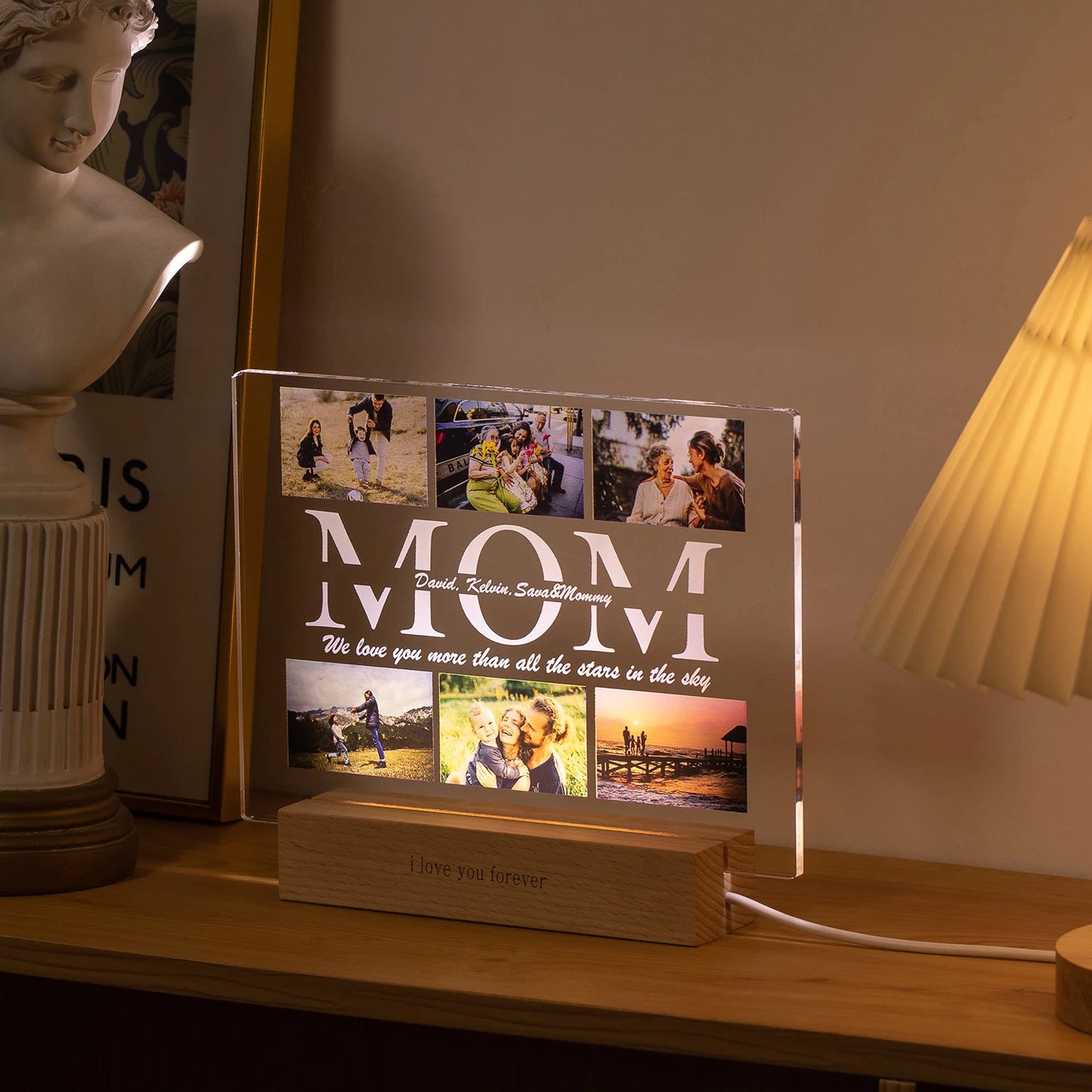 Personalized LED Acrylic Night Light – Custom Photo & Text 3D Lamp, Gift for Mom, Dad, Family, Love, Birthday, Christmas