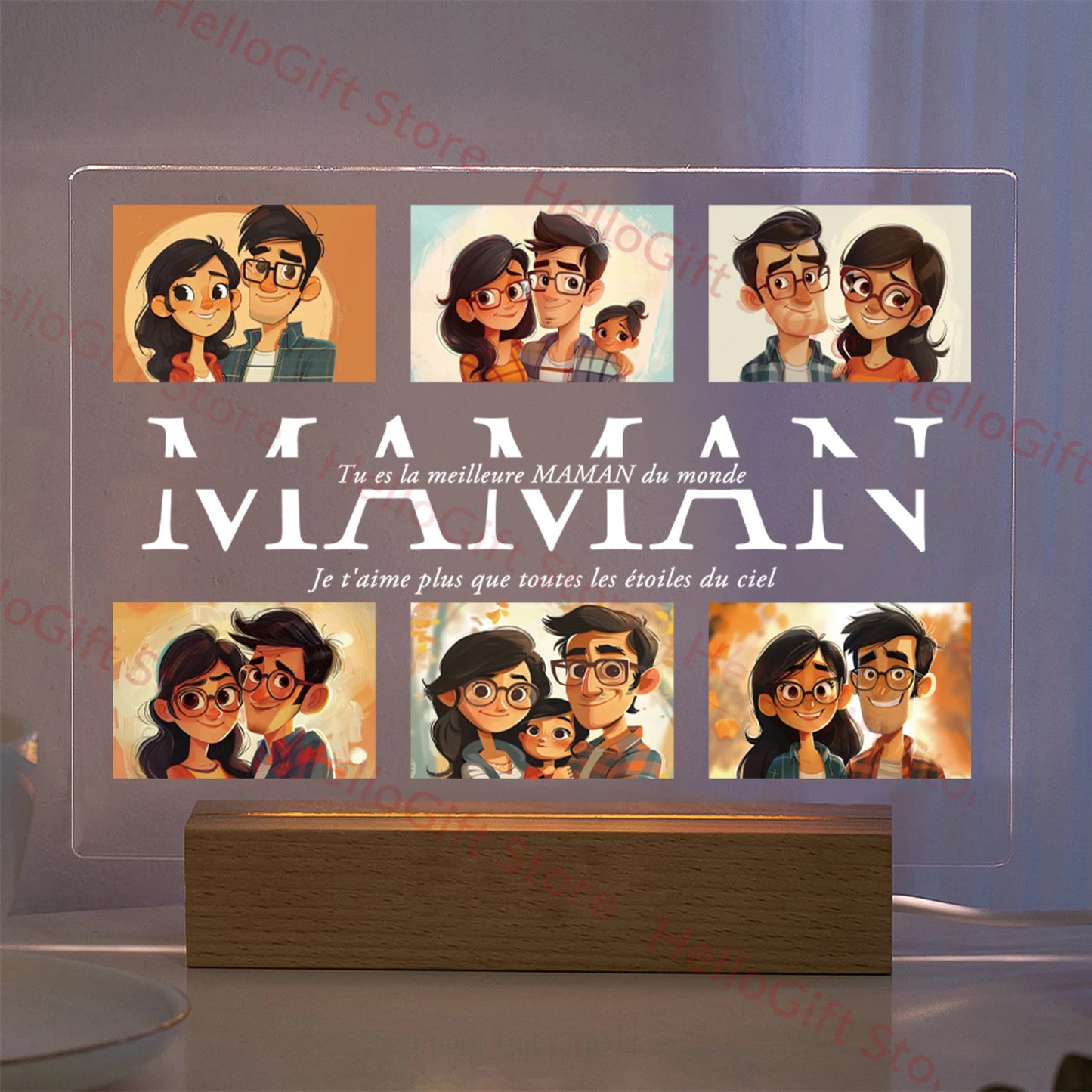 Personalized LED Acrylic Night Light – Custom Photo & Text 3D Lamp, Gift for Mom, Dad, Family, Love, Birthday, Christmas