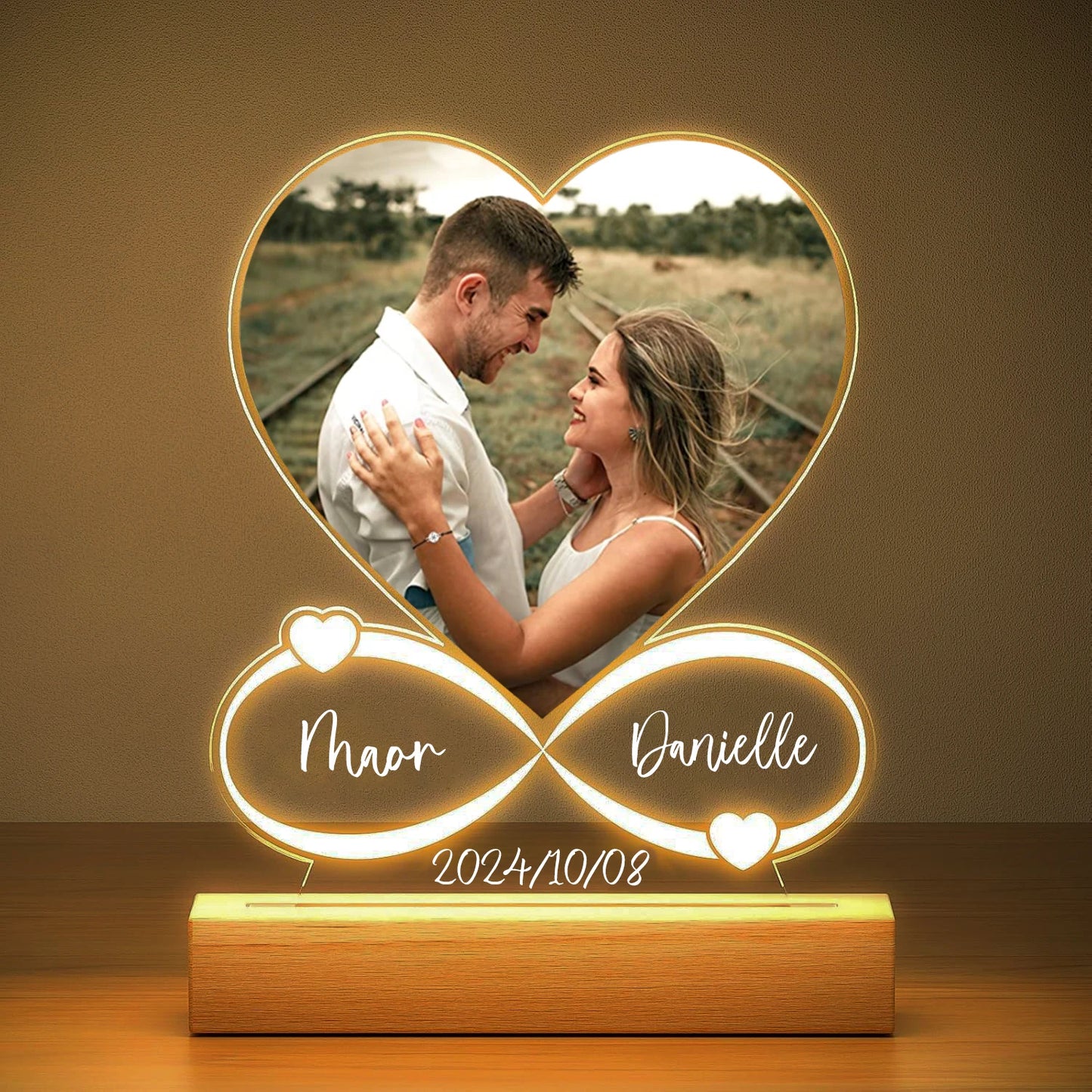 Personalized Heart-Shaped Acrylic LED Light – Custom Photo Love Plaque, Anniversary & Valentine’s Gift for Couples, Him or Her