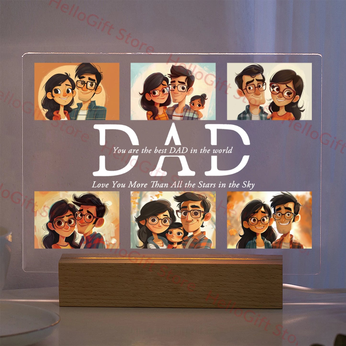 Personalized LED Acrylic Night Light – Custom Photo & Text 3D Lamp, Gift for Mom, Dad, Family, Love, Birthday, Christmas