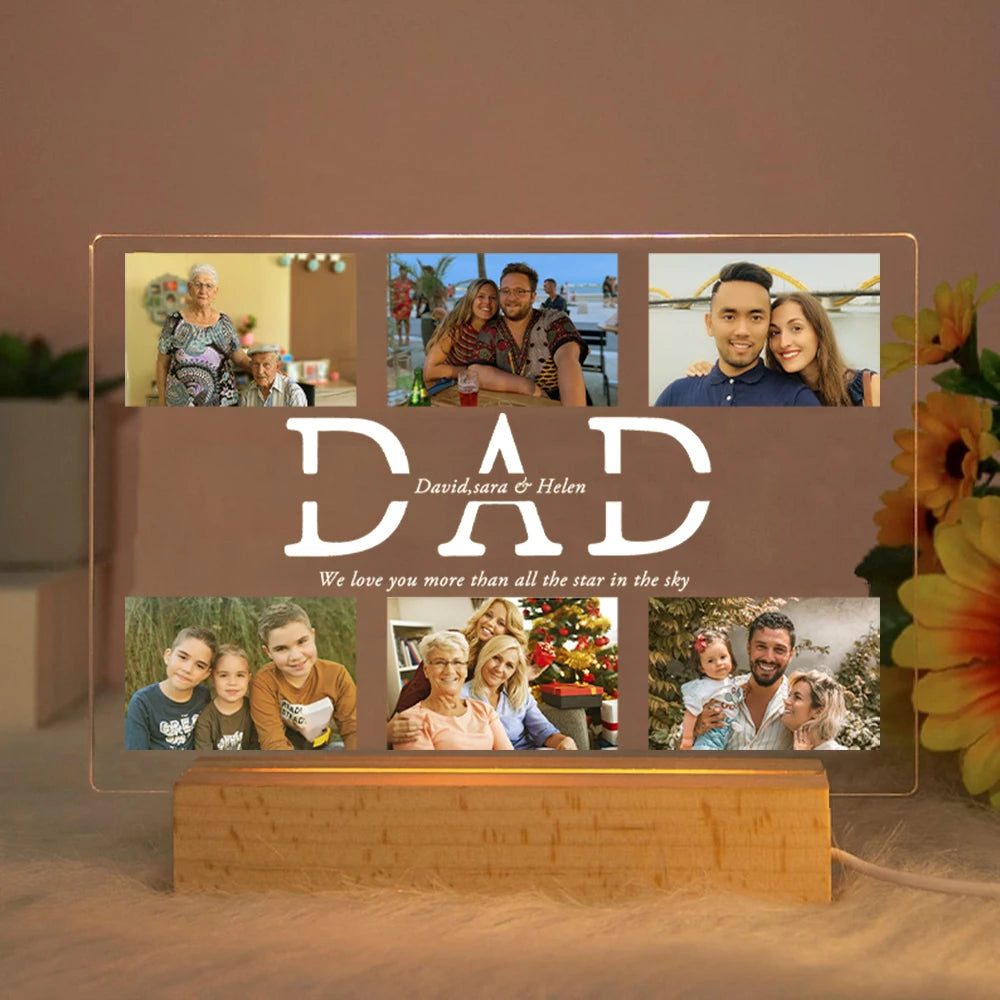 Personalized Acrylic LED Night Light – Custom Photo & Text Lamp Gift for Family, Friends, Mom, Dad, Wedding, Birthday, Christmas