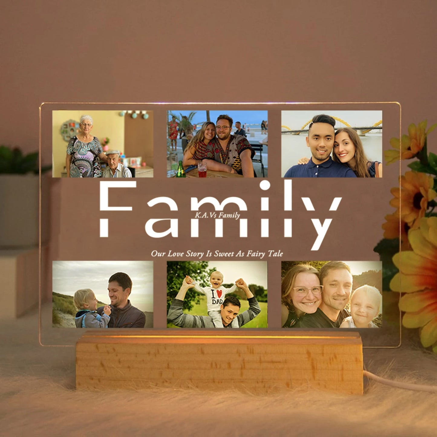 Personalized Acrylic LED Night Light – Custom Photo & Text Lamp Gift for Family, Friends, Mom, Dad, Wedding, Birthday, Christmas