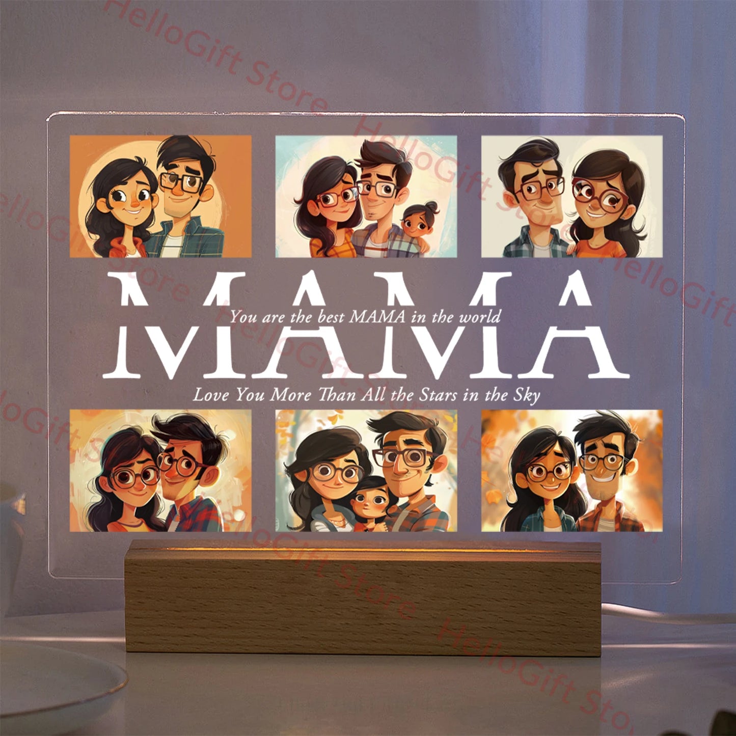 Personalized LED Acrylic Night Light – Custom Photo & Text 3D Lamp, Gift for Mom, Dad, Family, Love, Birthday, Christmas