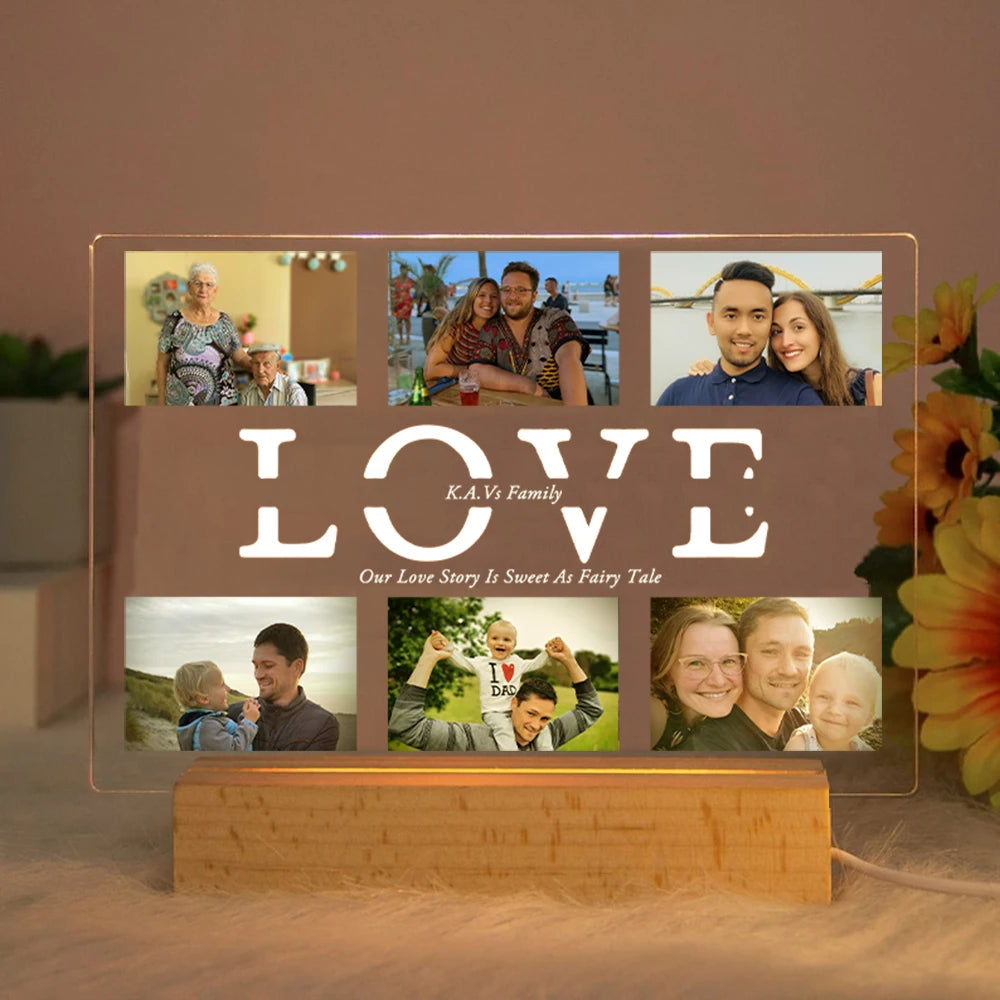 Personalized Acrylic LED Night Light – Custom Photo & Text Lamp Gift for Family, Friends, Mom, Dad, Wedding, Birthday, Christmas