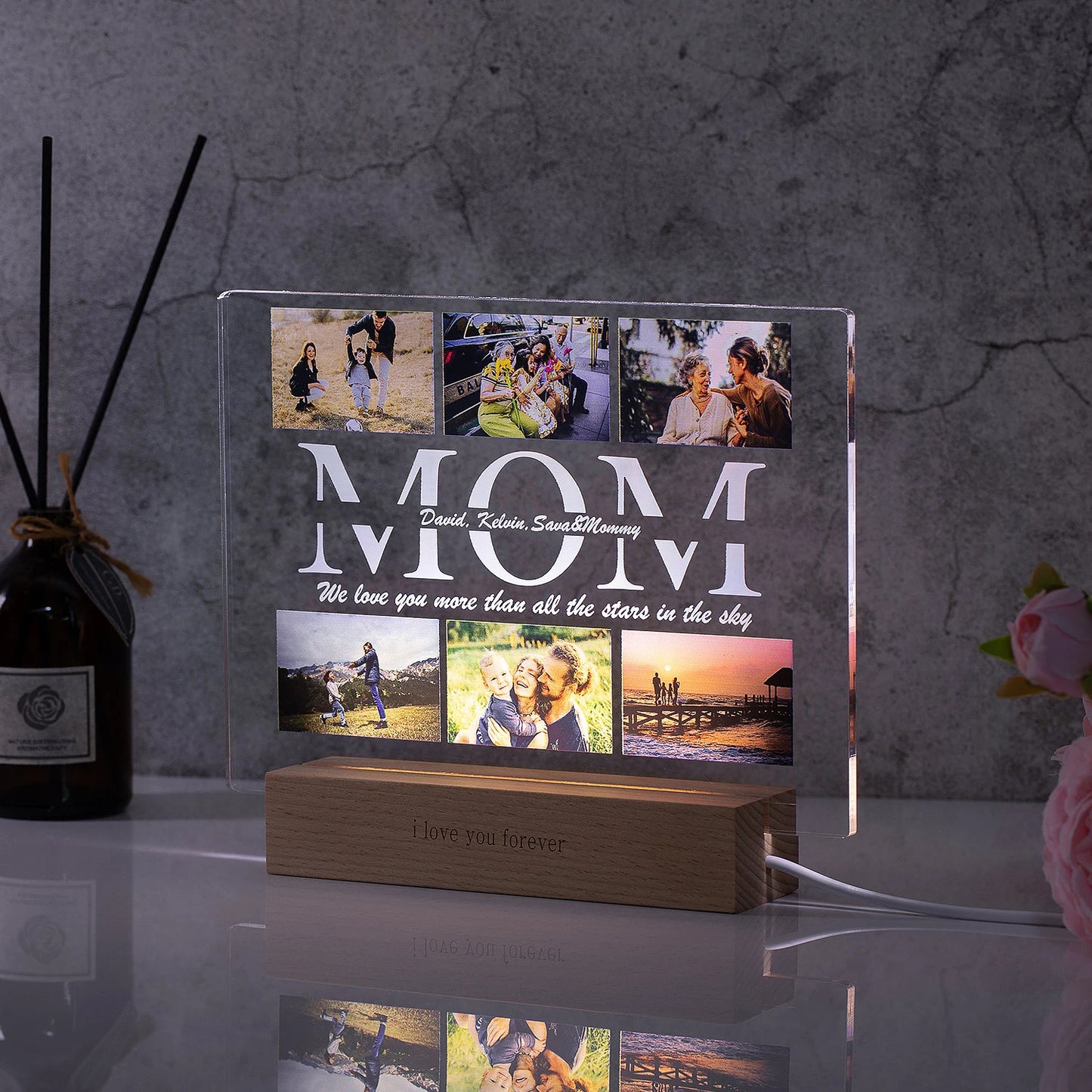 Personalized LED Acrylic Night Light – Custom Photo & Text 3D Lamp, Gift for Mom, Dad, Family, Love, Birthday, Christmas