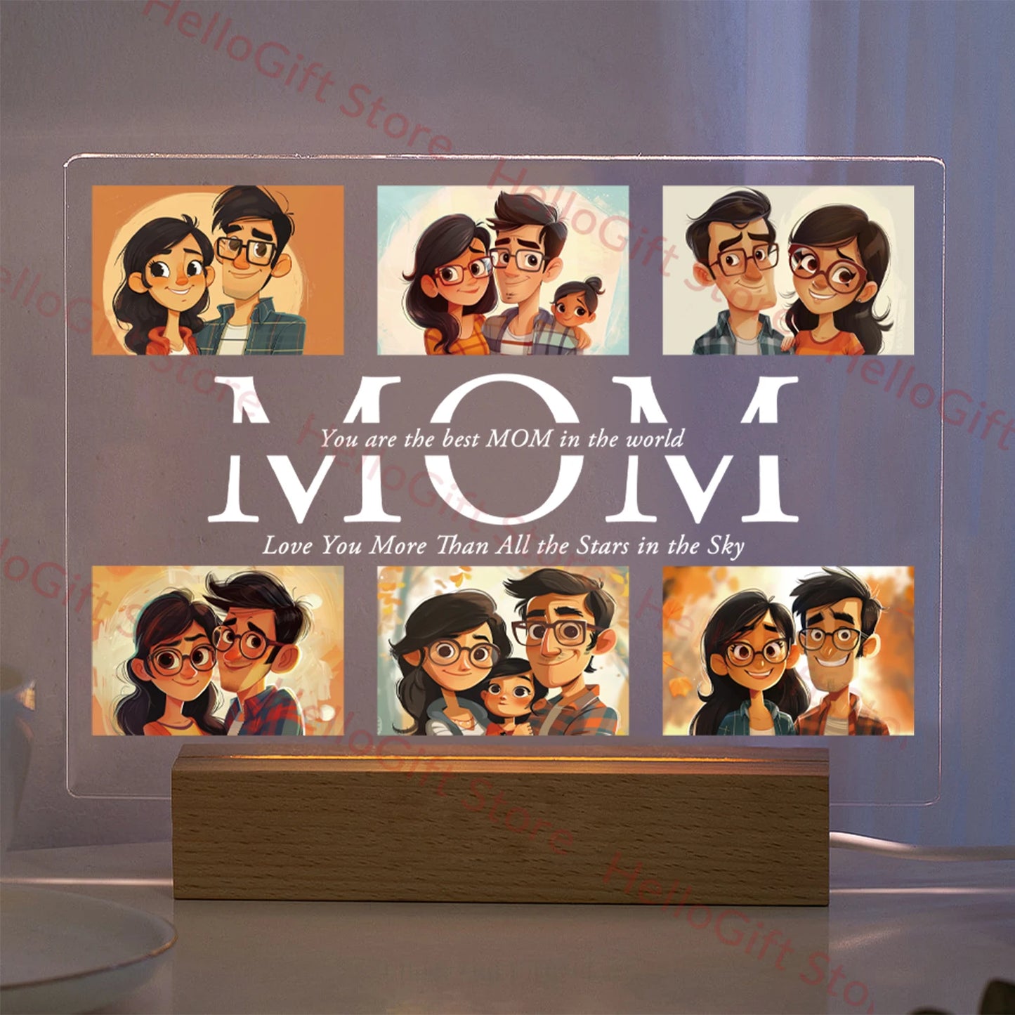 Personalized LED Acrylic Night Light – Custom Photo & Text 3D Lamp, Gift for Mom, Dad, Family, Love, Birthday, Christmas