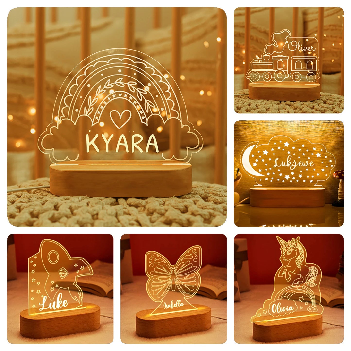 Custom Kids Name LED Night Light – Personalized Acrylic Lamp for Baby Nursery, Bedroom, Birthday, Home Decoration