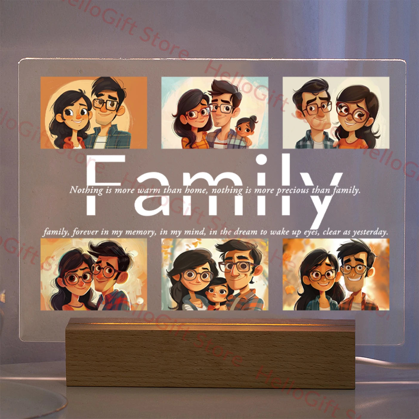 Personalized LED Acrylic Night Light – Custom Photo & Text 3D Lamp, Gift for Mom, Dad, Family, Love, Birthday, Christmas